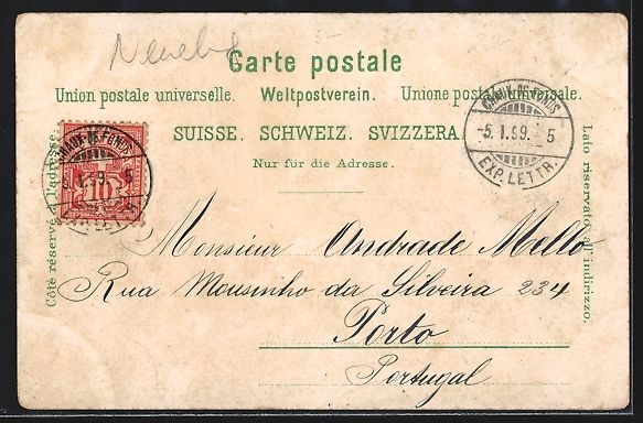 Ansichtskarten: Litho Chaux-de-Fonds, Rue Leopold-Robert – Gebraucht aus Berlin von bartko-reher 1
