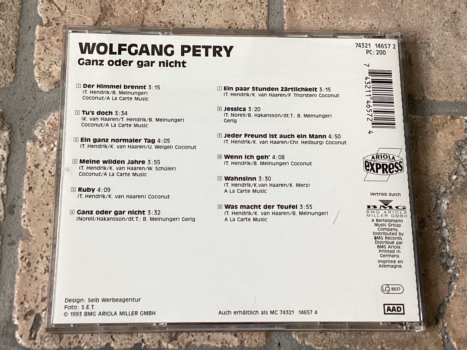 CD: Wolfgang Petry, Ganz oder Gar nicht, 1993, – Usato da Mörschwil venduto da Monzar 2