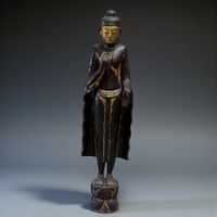 Große burmesische Buddha Statue aus Teakholz – 175 cm - alt