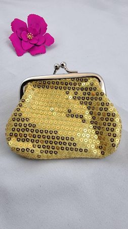 Glitzer Portemonnaie mit Pailletten, Gold Vintage, neuwertig