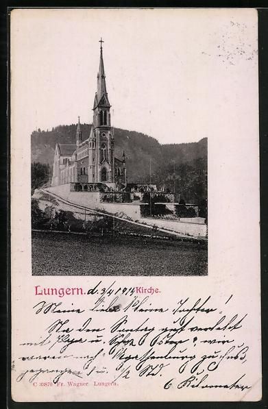 Cartoline postali: AK Lungern, Kirche, 1914 – Usato da Berlin venduto da bartko-reher