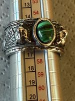 GSilberring Malachit mit Tierkopf-Motiv, Gr. 19, 59mm Durchm