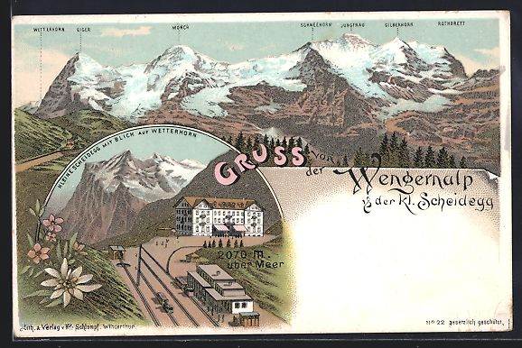 Ansichtskarten: Litho Kleine Scheidegg, Blick auf Wetter – Gebraucht aus Berlin von bartko-reher