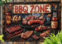 BBQ Zone Deko Schild, Metall, 30x20cm Blechschild