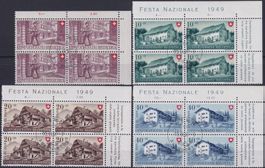 1949, B42-B45, Viererblöcke +Ersttagsstempel LUXUS, 200.-+