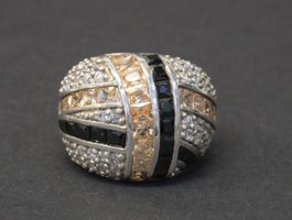 Ring Silber mit Zirkonia und schwarzem Stein 