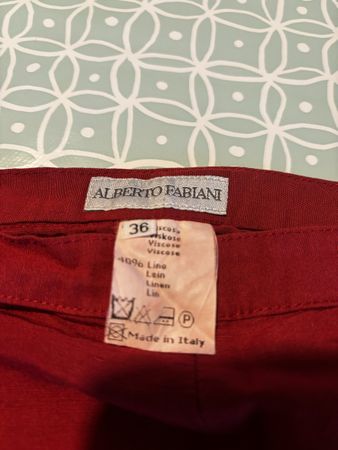 Alberto Fabiani Hose, Grösse 36, Bordeaux Rot, Leinen 47