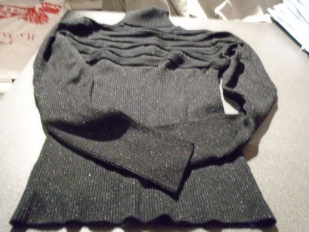 Rollkragenpullover ca. Grösse S, schwarz/silbrig gesprenkelt