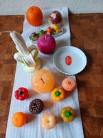 Obst-Gemüse Kerzen Deko-Set, Neu ungebraucht