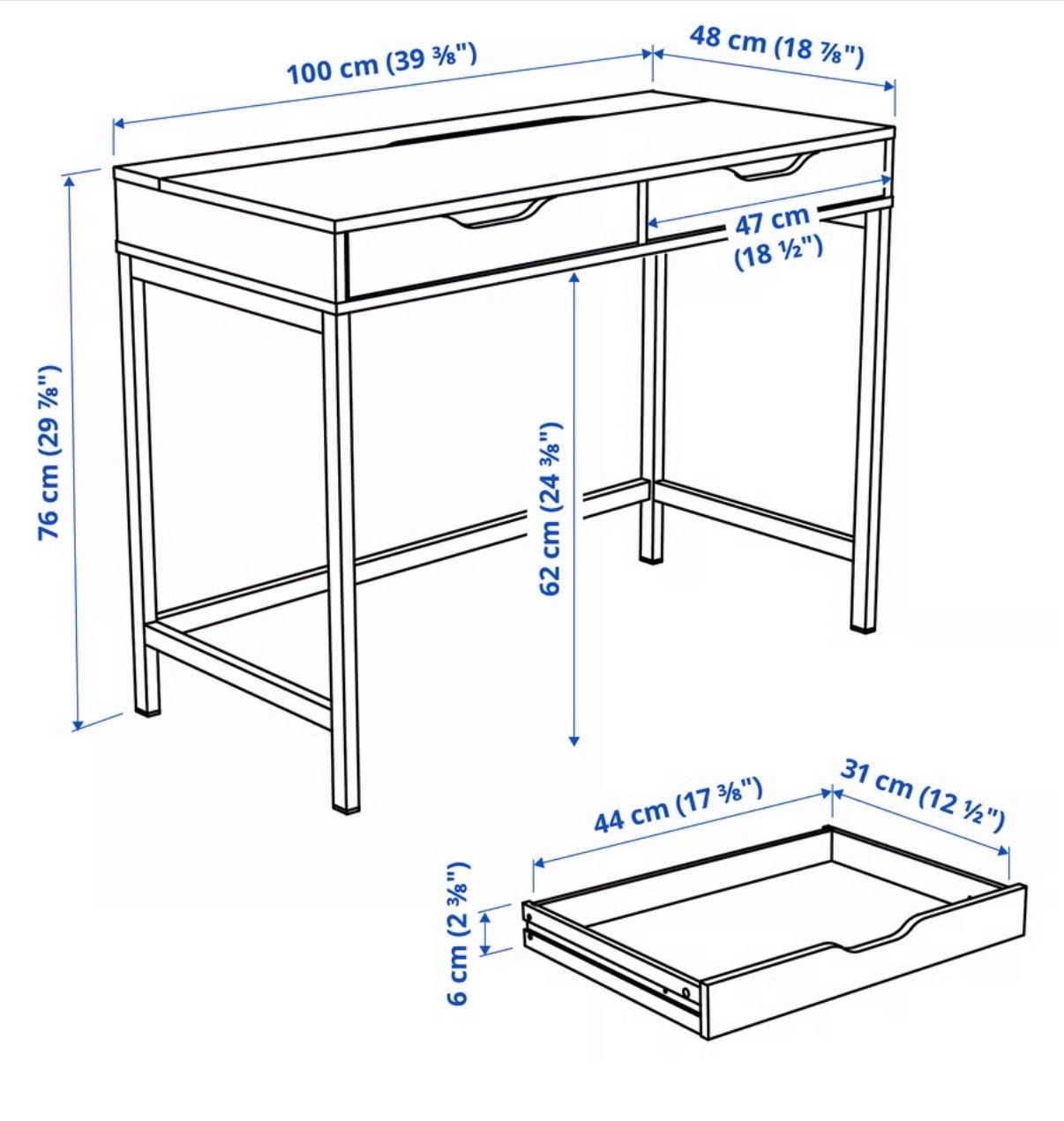 Ikea Schreibtische: IKEA ALEX Schreibtisch, weiß, 100x48 cm – Gebraucht aus Sattel von sha_bg6c 1