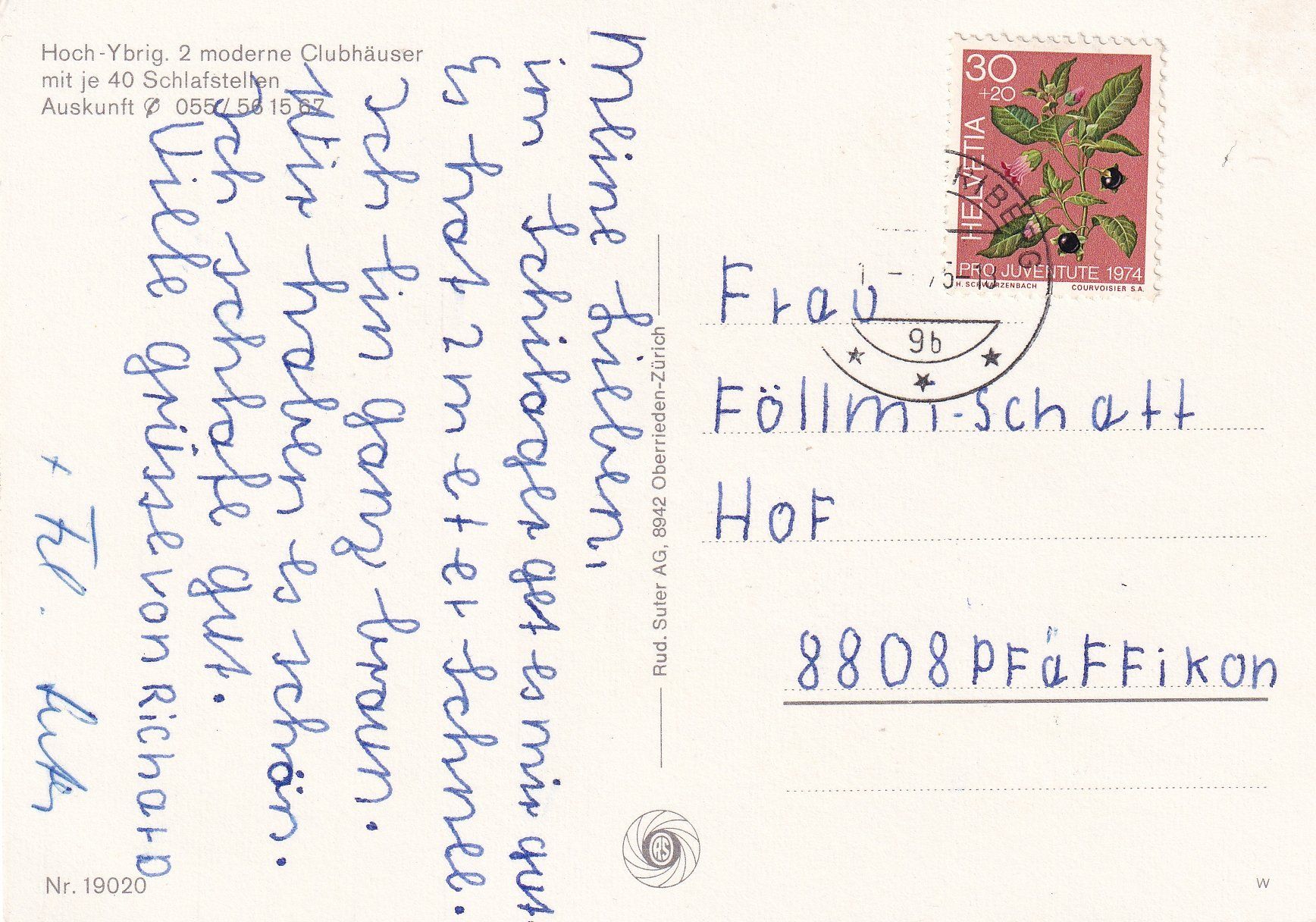 Cartoline postali: Hoch-Ybrig - Clubhäuser /ay – Usato da Hombrechtikon venduto da Rudolf07 1