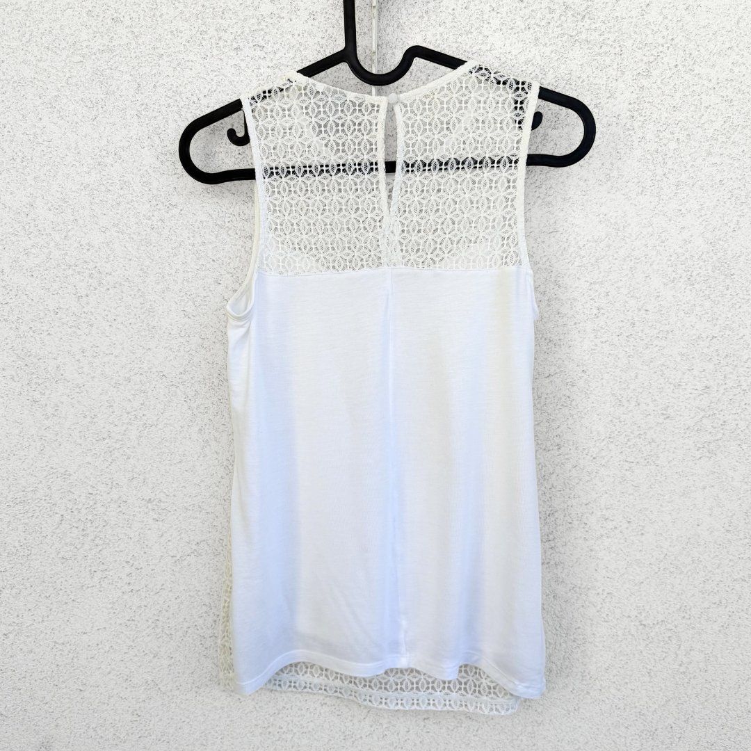 H&M Top: H&M Top Blanc avec Dentelle - Taille XS – Usato da Vevey venduto da secondlifevevey 2