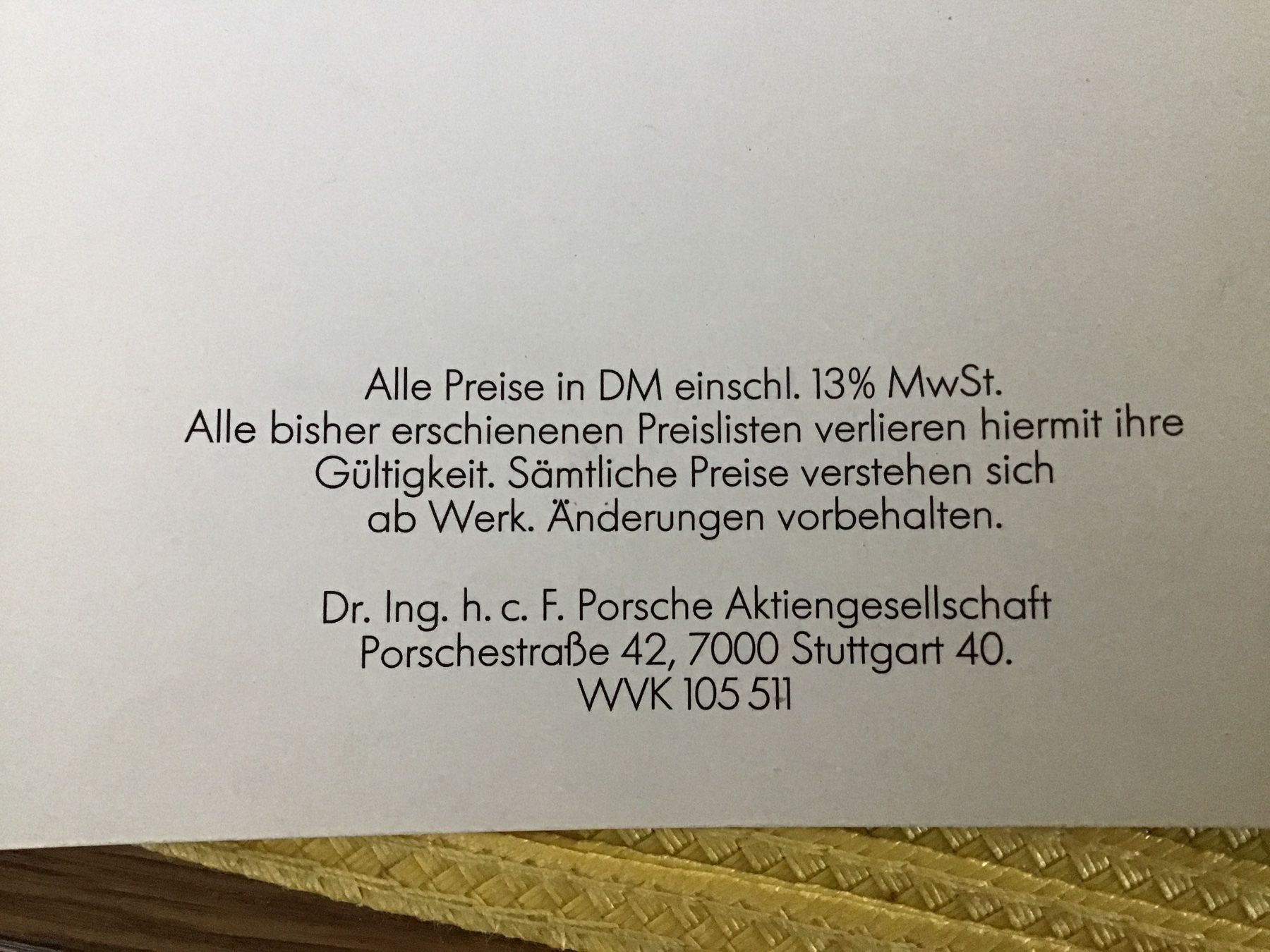 Porsche Documenti: Porsche Programm Preisliste 1983 in DM – Usato da Scherzingen venduto da Starseller62 6