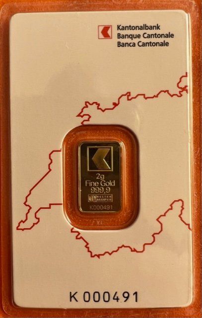 Metalli preziosi: Goldbarren 2 Gramm - Fine Gold 999.9 - Zertifiziert – Nuovo e nell'imballaggio originale da Neuhausen venduto da Hs8 2