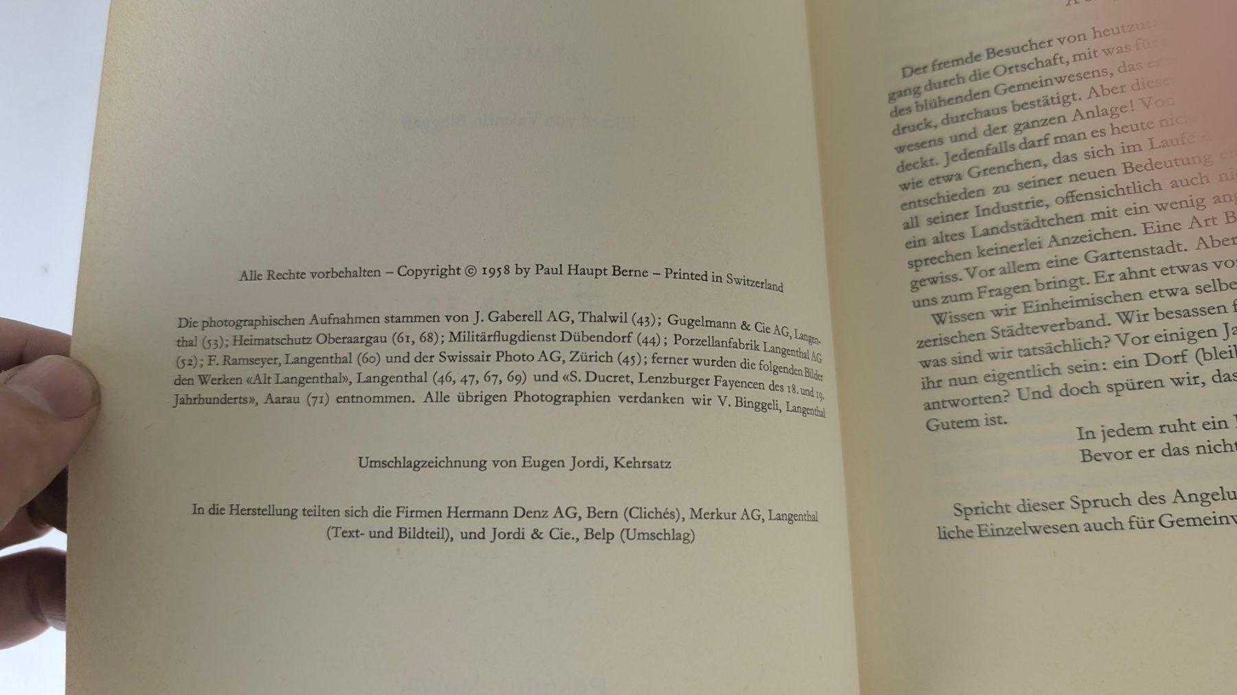 Libri: Berner Heimatbücher: Langenthal 1958 – Usato da Zürich venduto da axolottchen 4