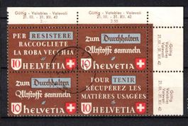 1942 Altstoff Viererblock Nr. 256I  ʘ