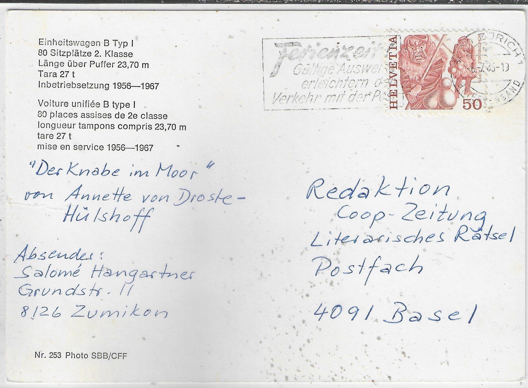 Cartes postales: SBB/CFF - Einheitswagen B Typ I – D'occasion à Ettingen par Kartenplanet 1