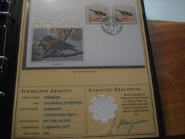 Abart "Buchfink" FDC helle Schrift, 2007, mit Vergleich