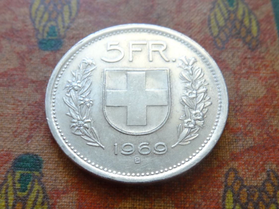 Alle Münzen: 5 Fr. 1969 – Gebraucht aus Romanel-sur-Lausanne von Swift13