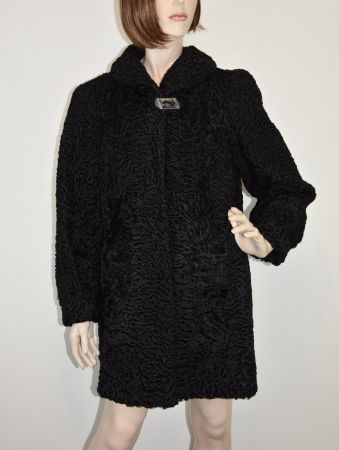 Pelz Mantel/Persianer Kurzmantel Pelzjacke /schwarz Gr.M/L
