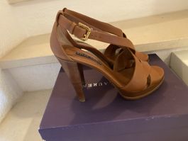 Ralph Lauren Sandales en cuir cognac T 40 État parfait!