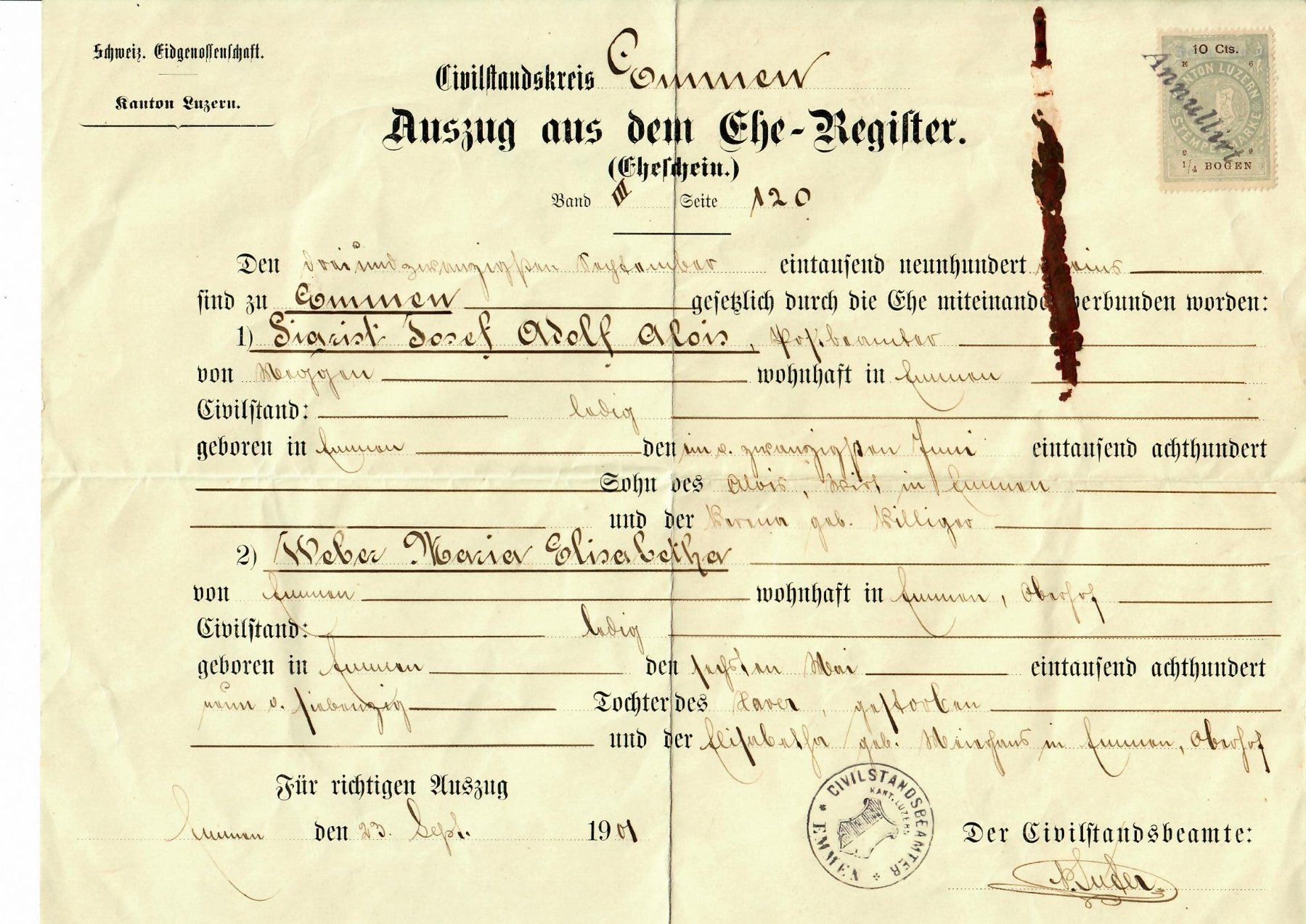 Documenti: Dokument Emmen 1901 – Usato da Hochdorf venduto da Ziegel-16