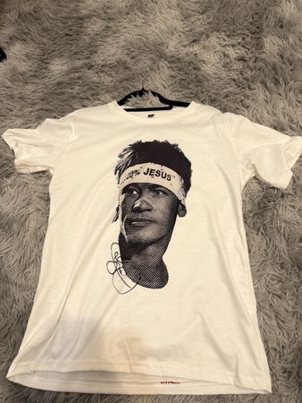 T-Shirt weiss Grafik Print Herren Grösse S guter Zustand
