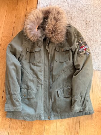 Veste chaude d'hiver kaki FIVE doublée fourrure, taille S
