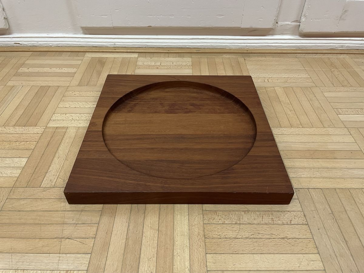 Schalen: Vintage Teak Schale oder Platte Quadrat rund Holzschale 70er – Gebraucht aus Zürich von Vintagewiesel 7