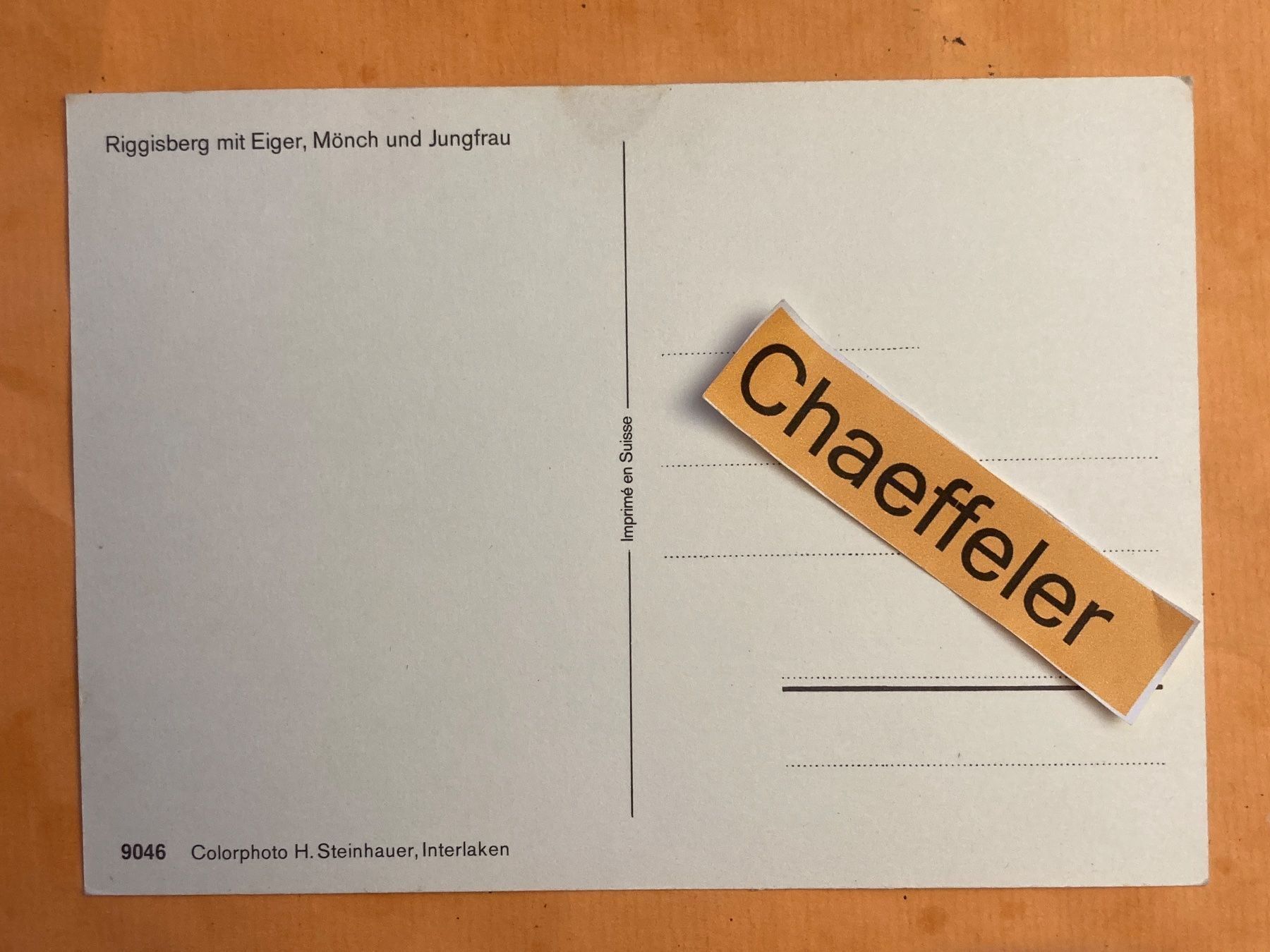 Cartoline postali: Riggisberg mit Eiger, Mönch und Jungfrau – Usato da Zürich venduto da Chaeffeler 1