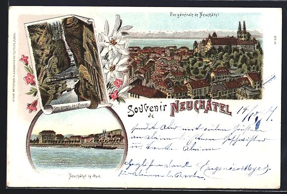Cartoline postali: Litho Neuchatel, Vue générale, Le Port – Usato da Berlin venduto da bartko-reher