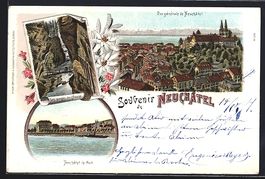 Litho Neuchatel, Vue générale, Le Port