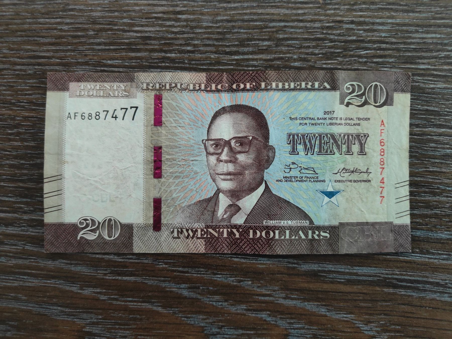 Banknoten: Liberia 20 Dollars 2017 !!!!!! – Gebraucht aus Flaach von Lonzo99
