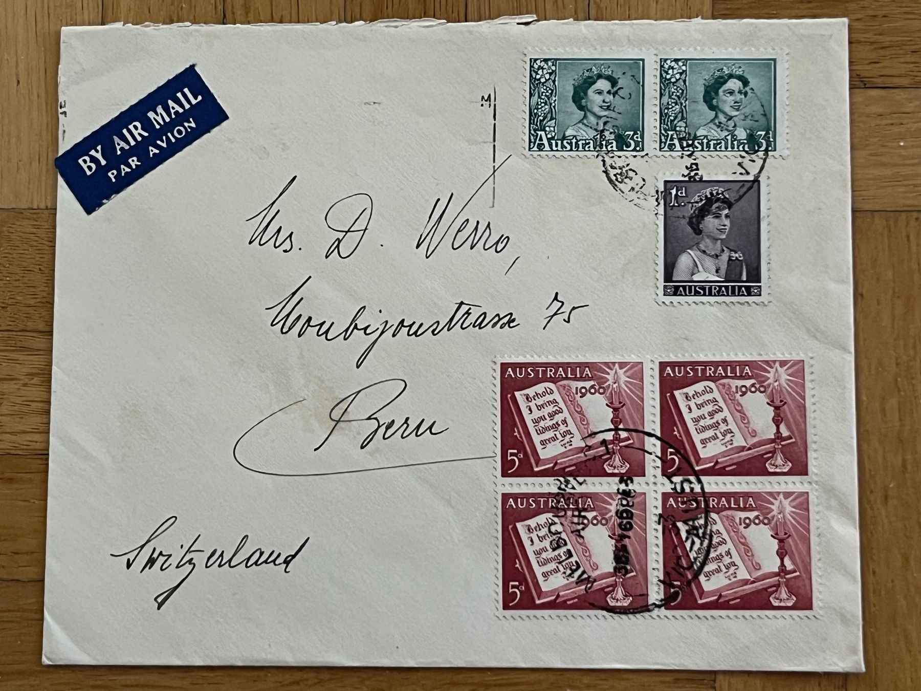 Tous les timbres: Brief Australien - Bern, mit der jungen Queen – D'occasion à Romanshorn par luxcollect