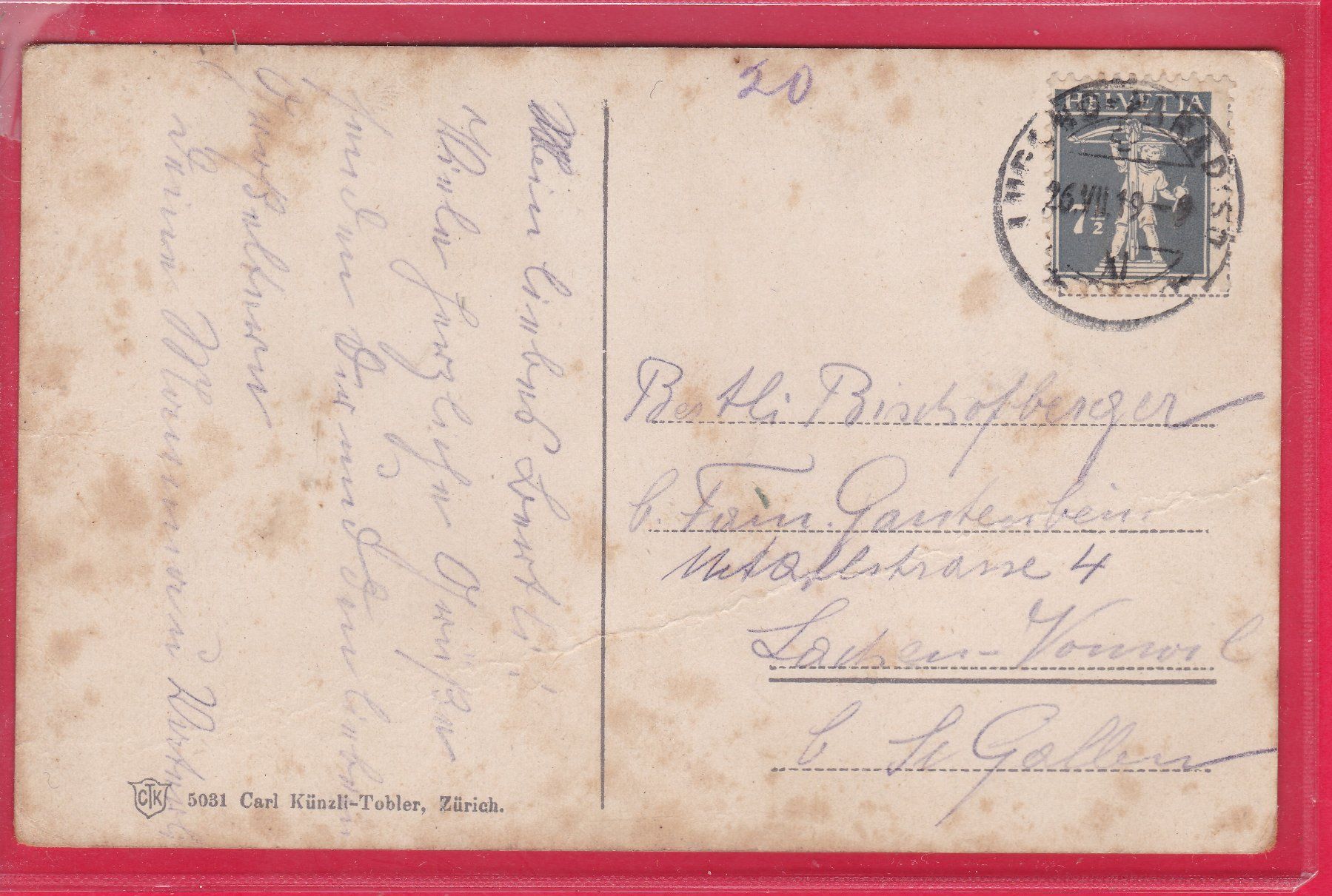 Cartoline postali: MONTE SAN SALVATORE, 26.7.1919 – Usato da Oberrieden venduto da Gebirgsstelze 1