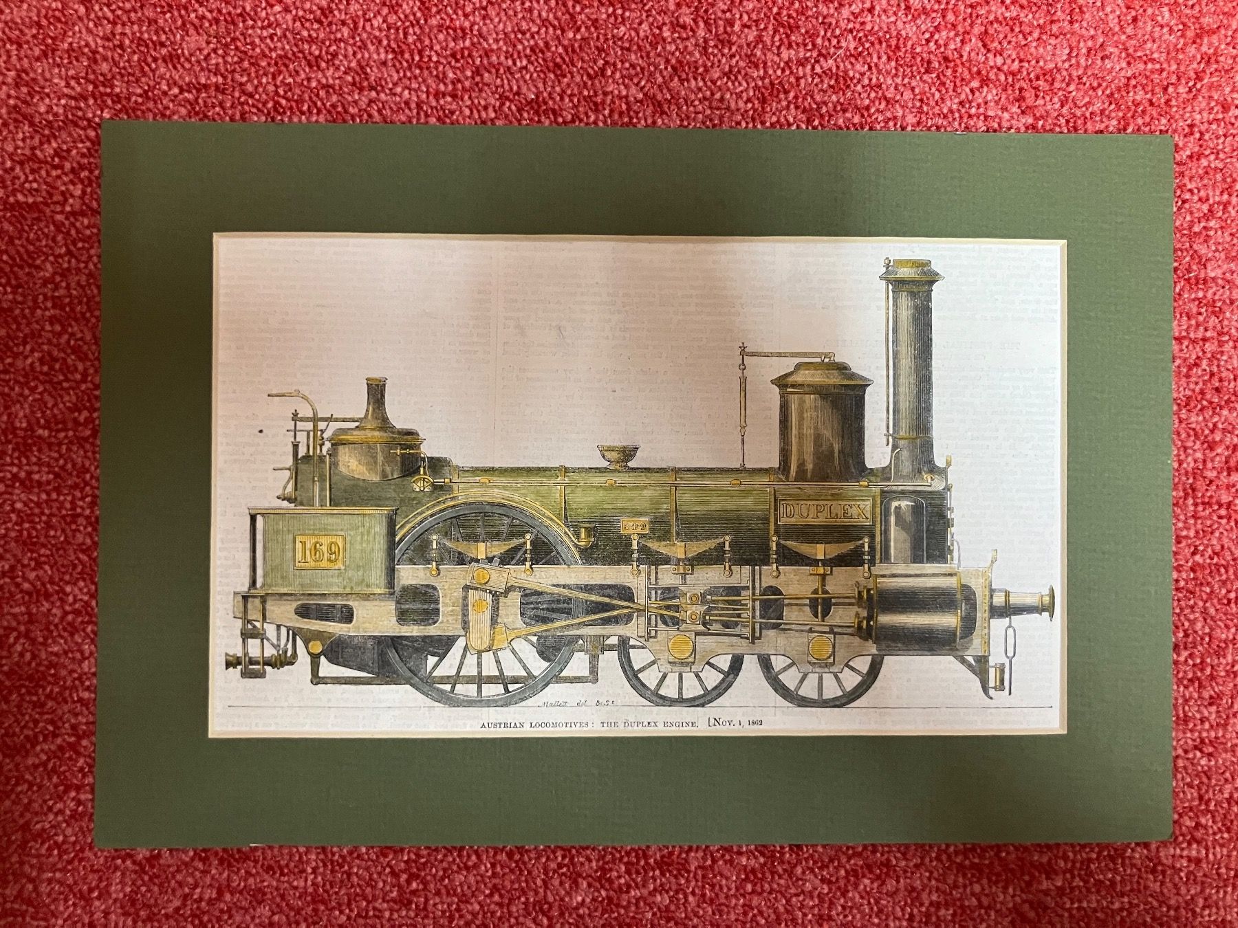 Incisioni: Antiker Eisenbahn Stich: Austrian Duplex Engine, 1862 – Usato da Schlieren venduto da mvm01