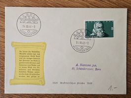 schöne Ganzsache westfälischer Friede 1948 für 1.--