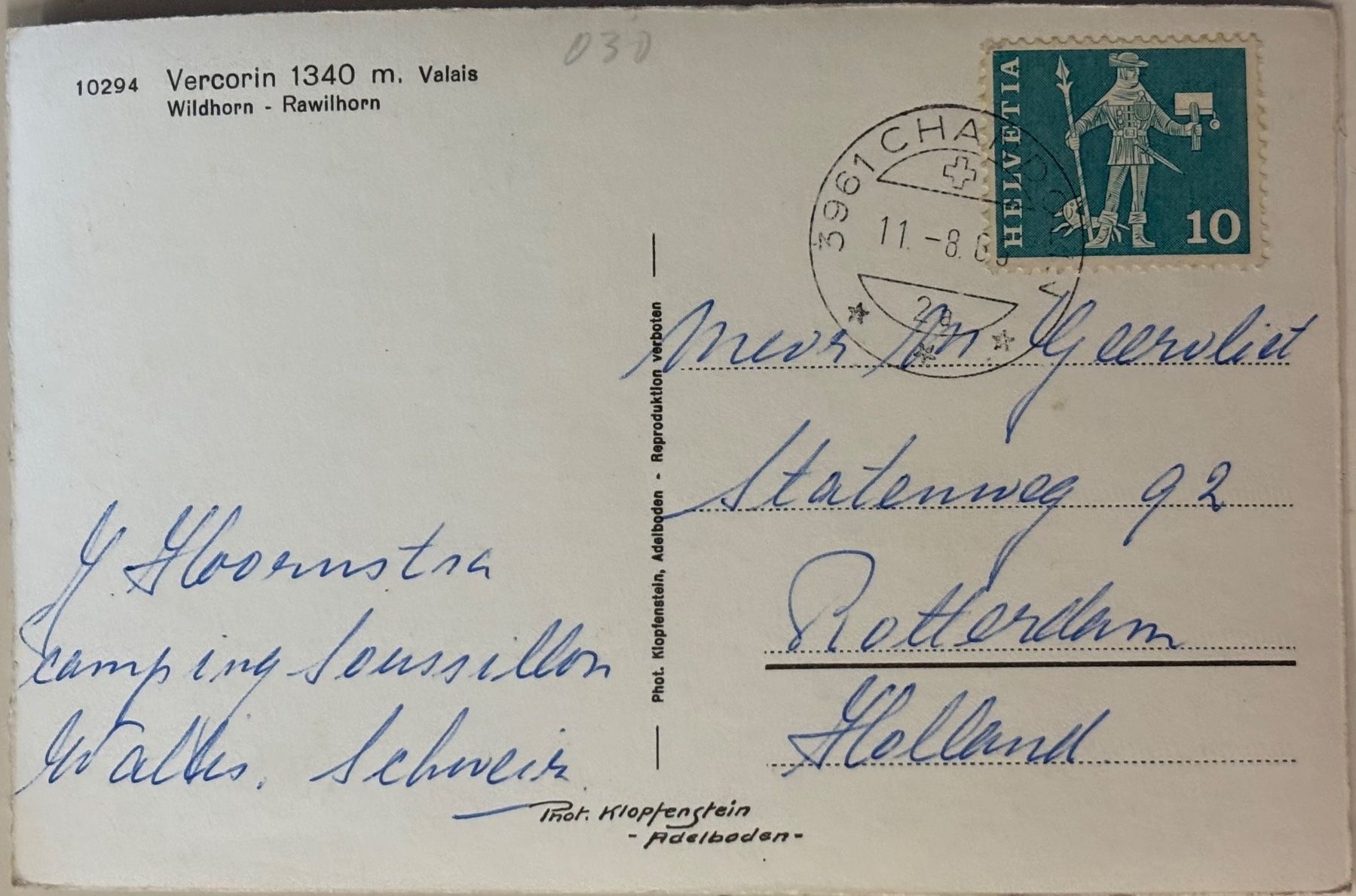Cartoline postali: Klopfenstein - Vercorin, Wallis – Usato da Frauenfeld venduto da Merk52 1