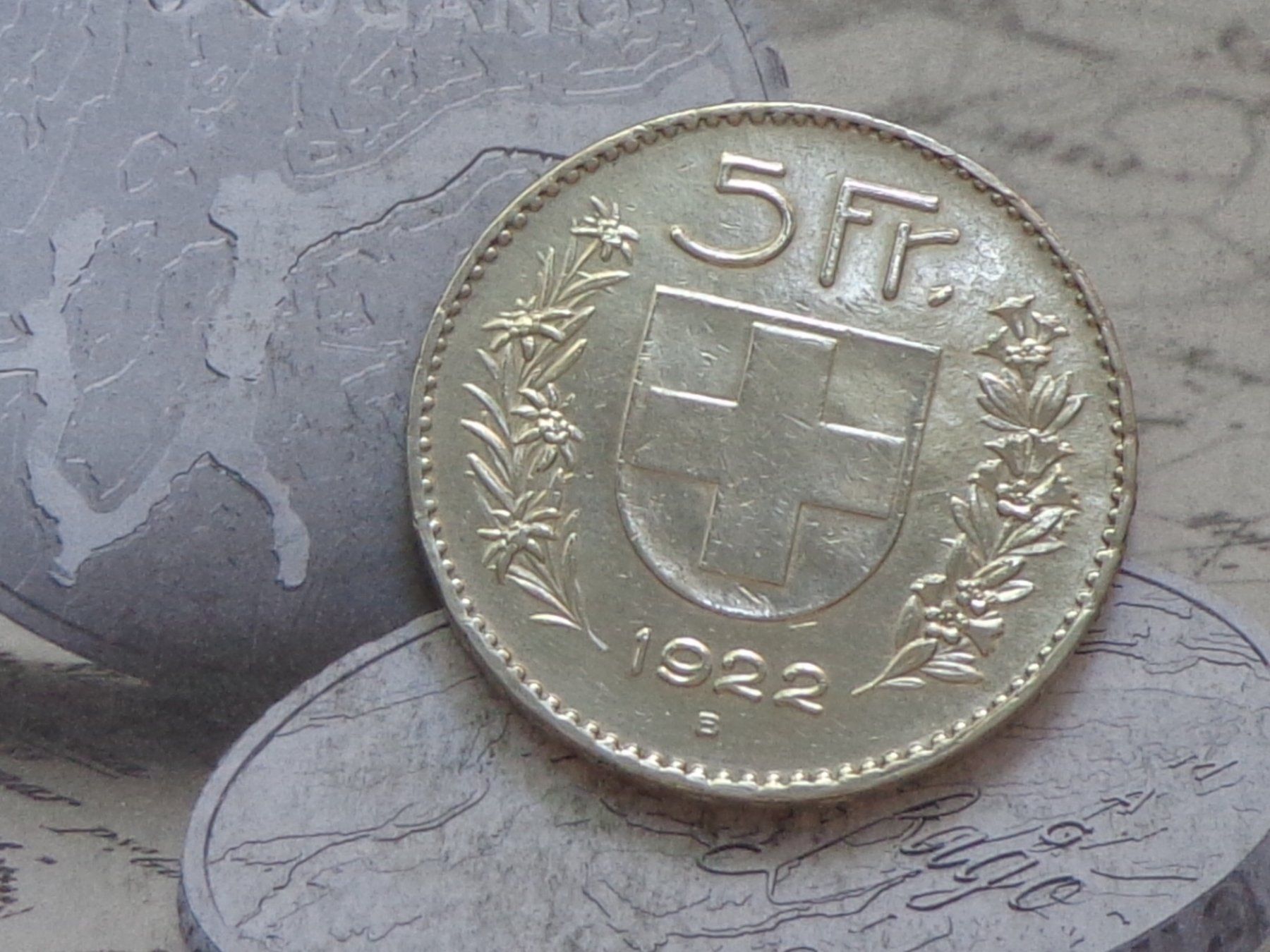 Tutti le monete: 5 Fr. 1922 B - Belle pièce – Usato da Pully venduto da UCA01