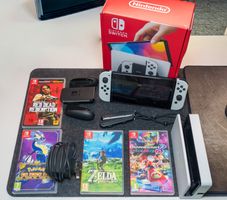 Nintendo Switch OLED – Komplettset - 4 Games, OVP & Tasche