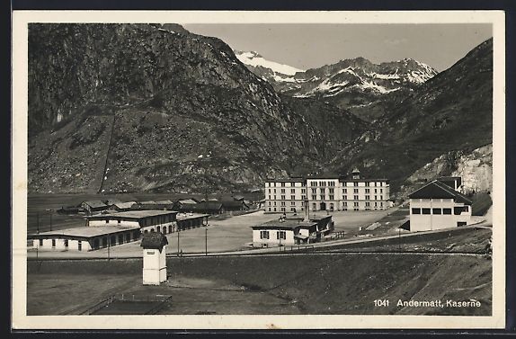 Ansichtskarten: AK Andermatt, Kaserne, 1934 – Gebraucht aus Berlin von bartko-reher