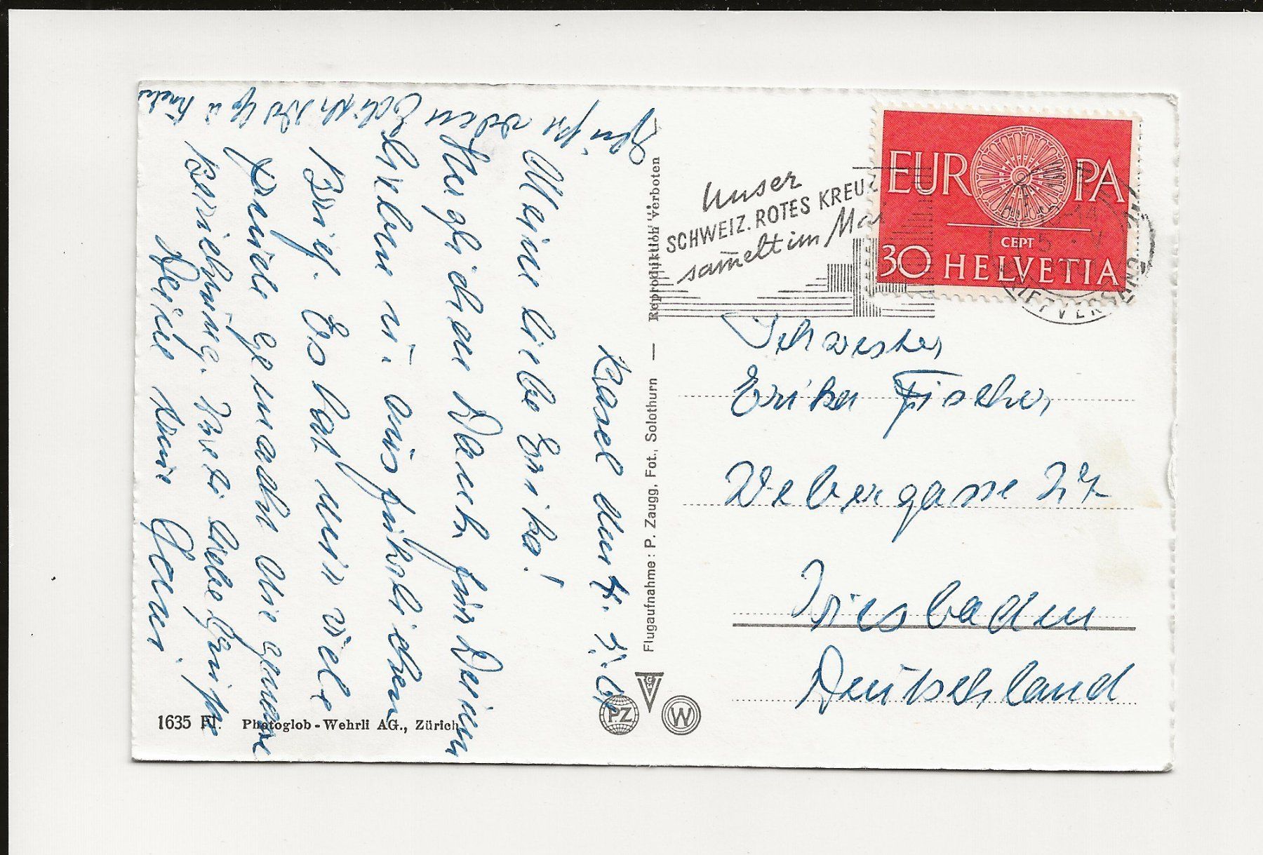 Cartoline postali: AK 1961 Basel Luftaufnahme – Usato da Greifensee venduto da 315WDO 1