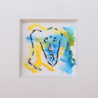 kl. Gemälde: Blaues Gesicht
