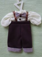 Puppenkleid 1teilig HOSE-BLUSE écru-braun. Puppengrösse 20cm