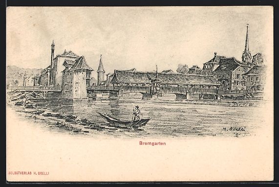 Cartoline postali: Bremgarten, Ortspartie mit Reussbrücke – Usato da Berlin venduto da bartko-reher