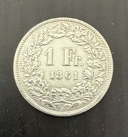 Schweizer Münze 1 Franken 1861 Helvetia Silbermünze