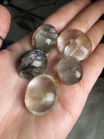 Rutil- und Gartenquarz-Cabochons – Set aus 5