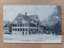 AK Wittenbach Restaurant Bäche, Radfahrer, Kutsche