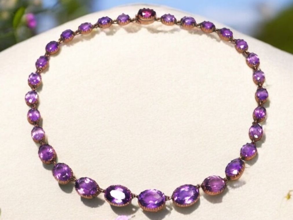 Catenine: Amethyst-Rivière Halskette in Roségold – Usato da Embrach venduto da estzeh1 1