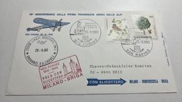 1980 Sonderflug 70 Jahre Volo Con Elicottero Milano - Brig